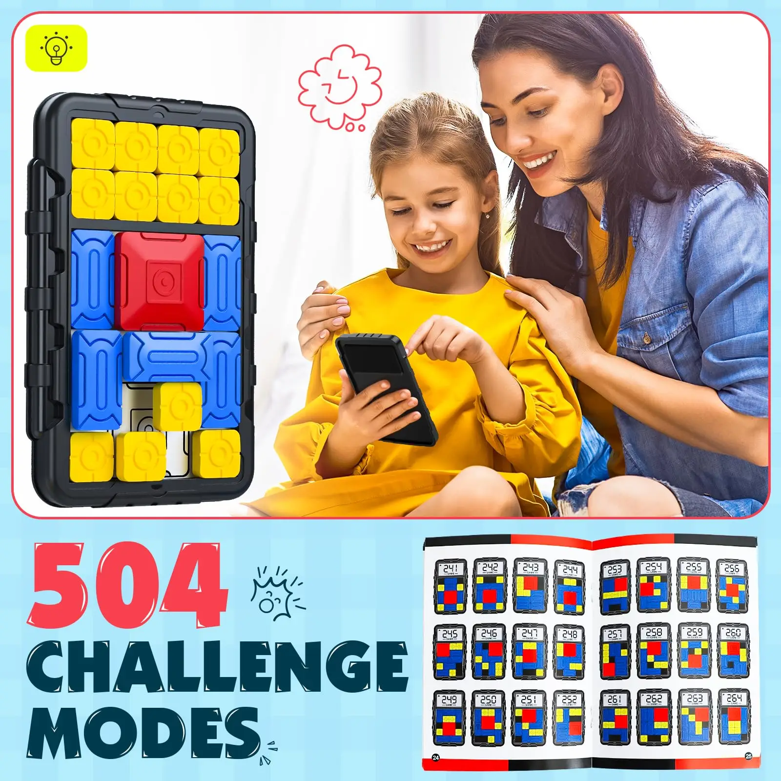 Slide Block Brain Game Challenge Huarong Road Brain Teaser Sliding Puzzles Logical Thinking Interactive Toy Board Game Kid Gift thumbnail 4