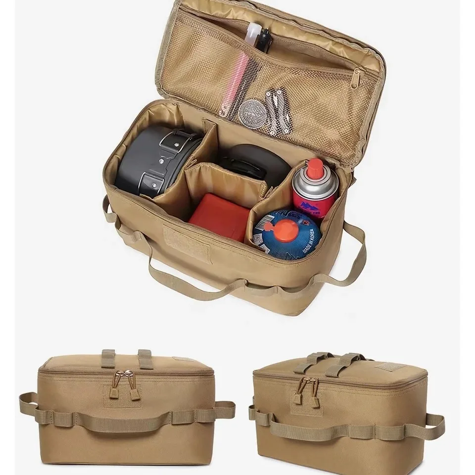 Outdoor Camping Storage Bag Basket Gas Stove Canister Pot Carry Bag Sack Picnic Bag Cookware Utensils Organizer thumbnail 6