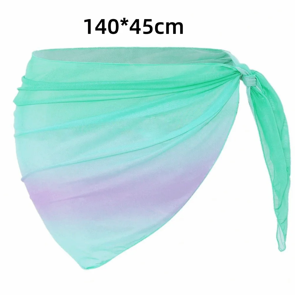 Chiffon Material Beach Dress Short Length Sheer Fabric Sarongs Breathable Quick-Dry Gradient Color Bikini Wrap thumbnail 6
