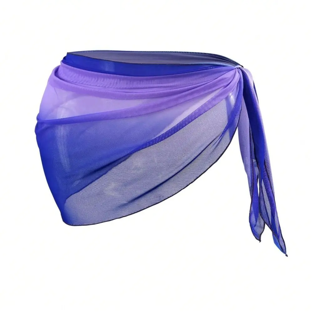 Chiffon Material Beach Dress Short Length Sheer Fabric Sarongs Breathable Quick-Dry Gradient Color Bikini Wrap thumbnail 3