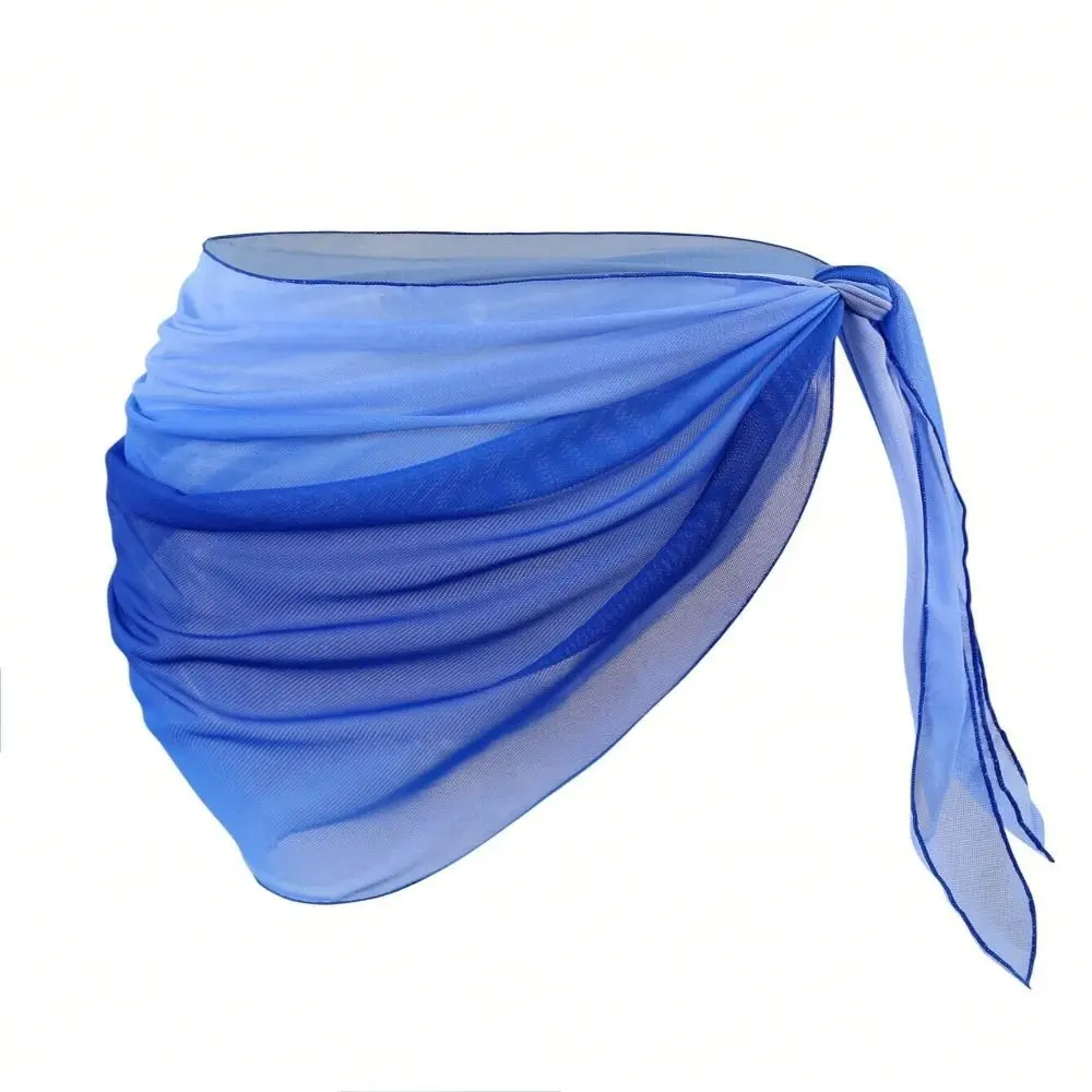 Chiffon Material Beach Dress Short Length Sheer Fabric Sarongs Breathable Quick-Dry Gradient Color Bikini Wrap thumbnail 4