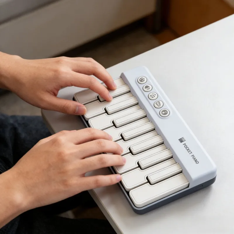 Kids Pocket Piano 7 Colors LED Light Electronic Organ Keyboard Child Musical Instrument Playable Beginner Multi-functional Piano