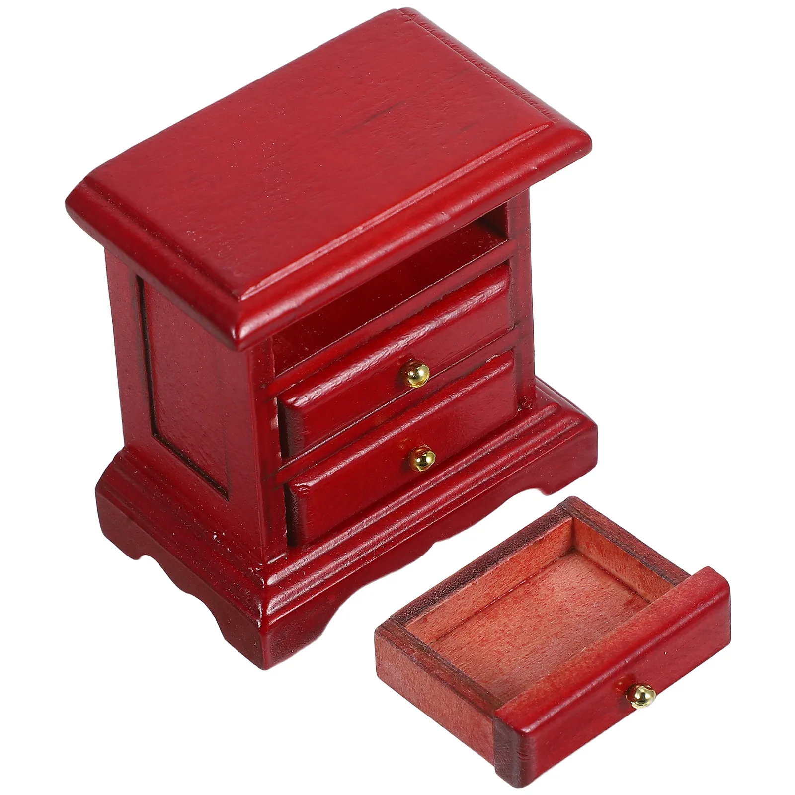1Pcs Miniature Bedside Table Furniture Decorative Wood Micro Drawer Cabinet for Children Display Dollhouse Mini Bedside Table thumbnail 2