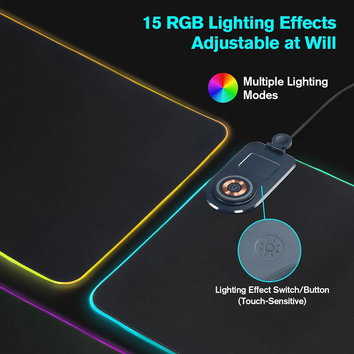 4-in-1 Wireless Charging Desk Mat with Phone Holder, RGB Gaming Mousepad, Large Waterproof Office Desk Pad, Ultra-Smooth Surface thumbnail 5