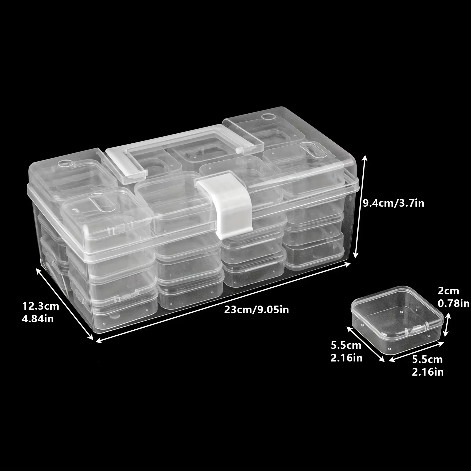 32 Grids Transparent Plastic Storage Box Multifunctional Diamond Painting Nail Art Beads Container Large Capacity Handheld Boxes thumbnail 3