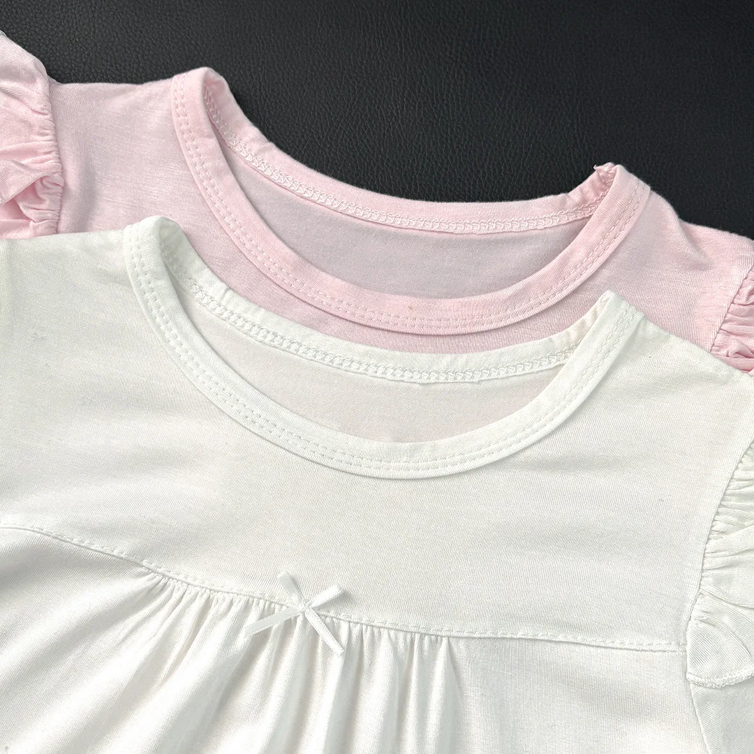 Summer Modal Children's Nightgown Breathable Girls Nightgown Dress Korean Fashion Ruffle Princess Sleep Dress For 1-10 Years thumbnail 5