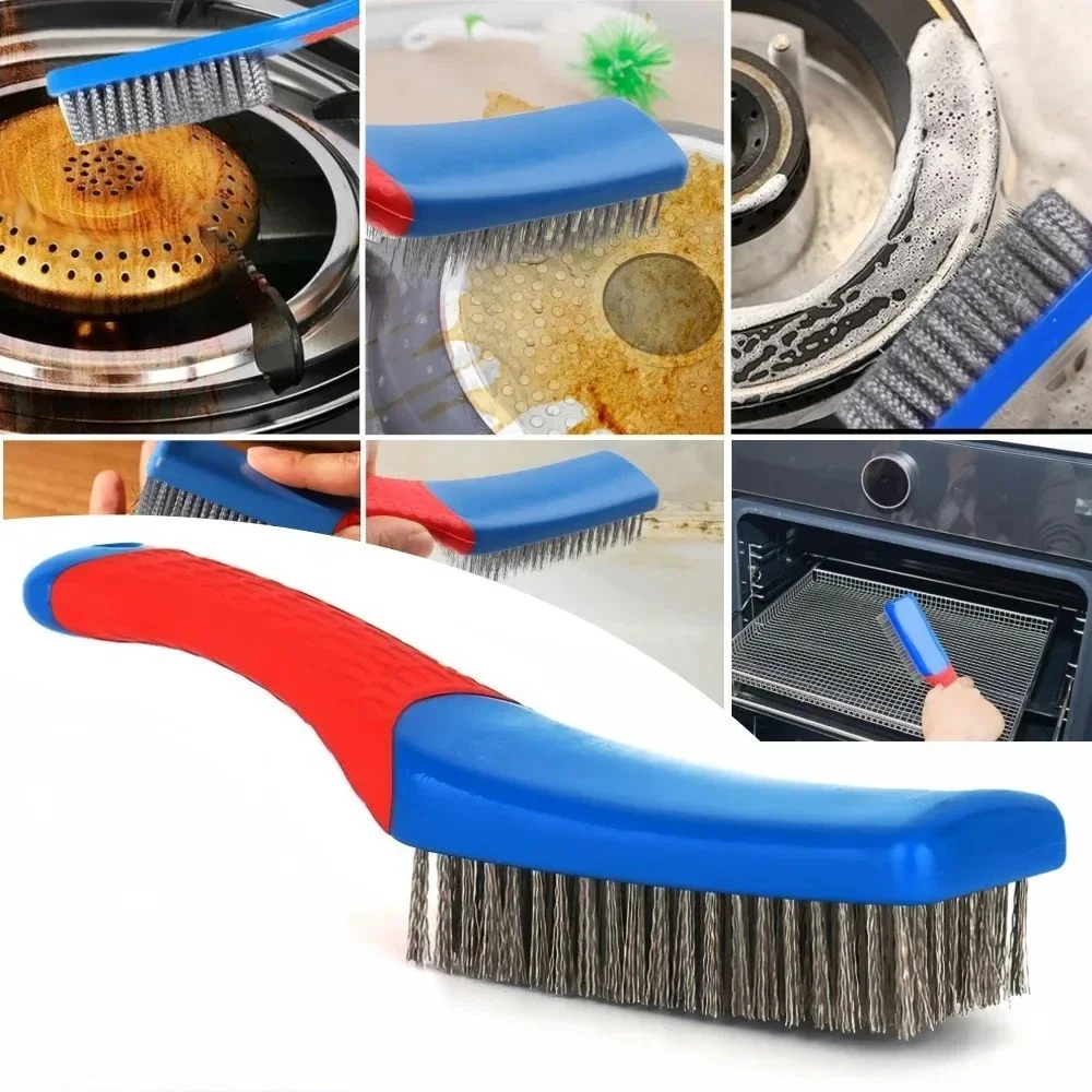 Heavy Duty Stainless Steel Wire Brush with Comfortable Plastic Handle - Perfect for Removing Rust, Welding Slag, Dirt, and Paint thumbnail 2