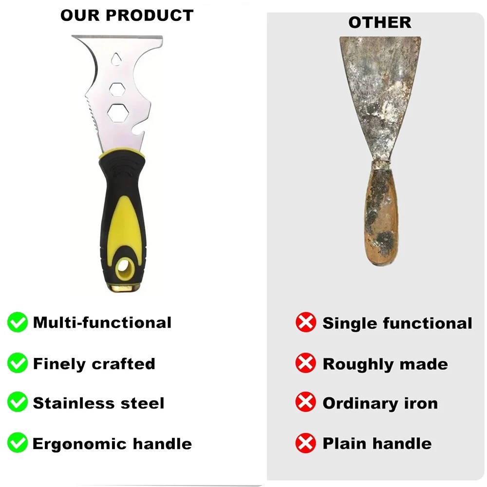 Cleaning tools, Paint scraper, wallpaper can opener, paint roller,Multifunctional stainless steel dough cutter, home DIY tools thumbnail 5