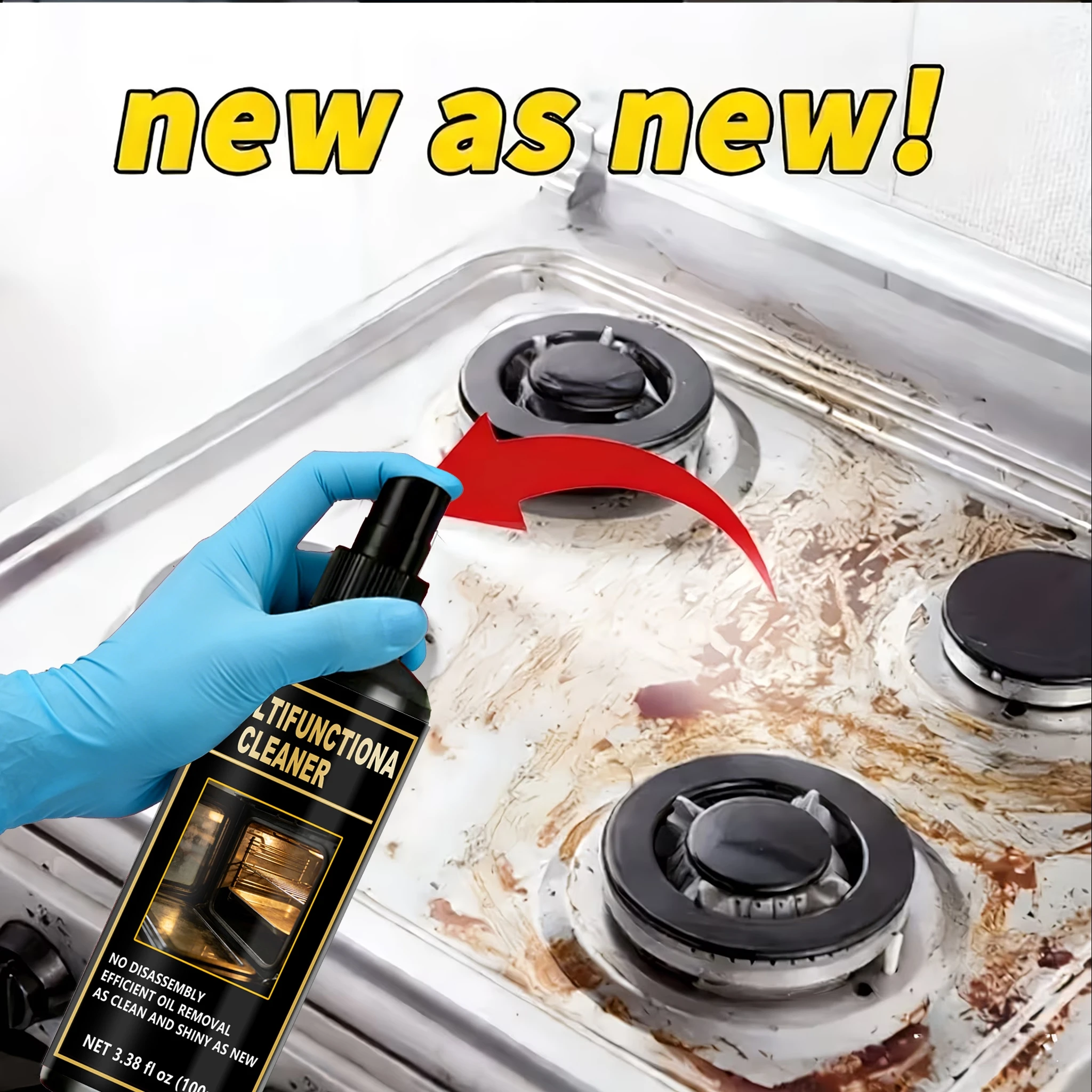 Powerful Multifunctional Oil Remover Cleaner Spray, No Disassembly Needed, Kitchen Oven & Grill Cleaner, As Clean And Shiny As N thumbnail 4