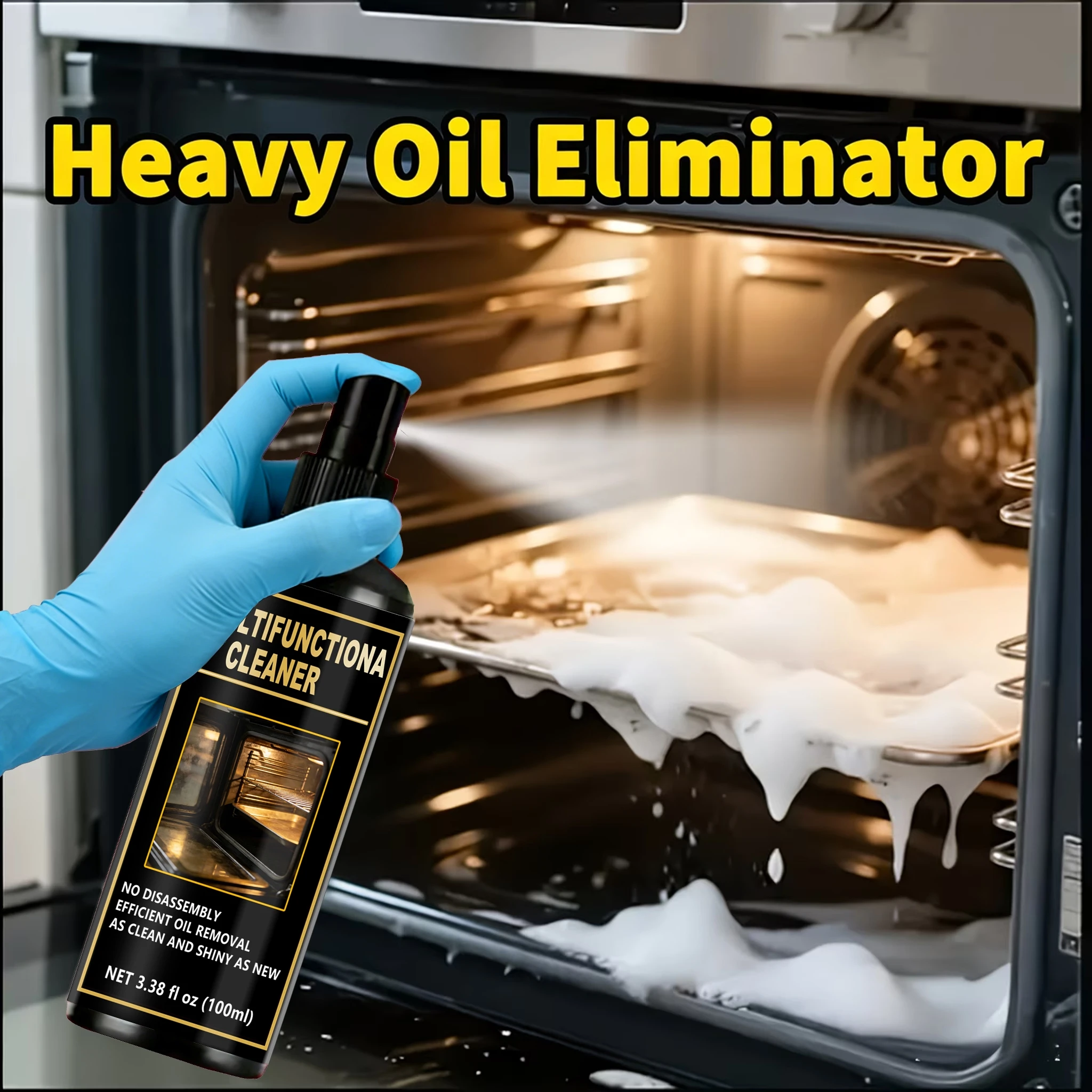 Powerful Multifunctional Oil Remover Cleaner Spray, No Disassembly Needed, Kitchen Oven & Grill Cleaner, As Clean And Shiny As N thumbnail 2