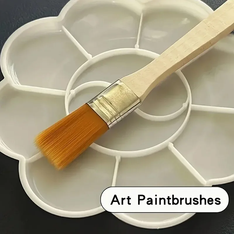 24Pcs Wooden Handle Nylon Bristle Paint Brush for Oil Painting, Dusting and Cleaning - Unrechargeable Hand Tool Set Without Batt thumbnail 6