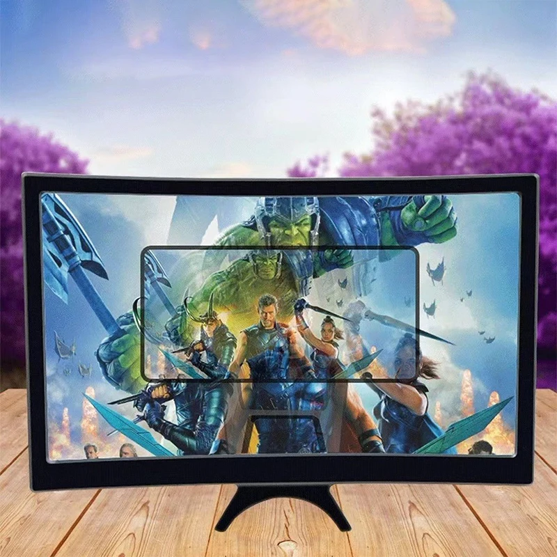 【12 Inch Large Screen 3D HD Amplifier Curved Screen Mobile Phone Screen Magnifier Smartphone Video Amplifier Stand Holder】 thumbnail 3