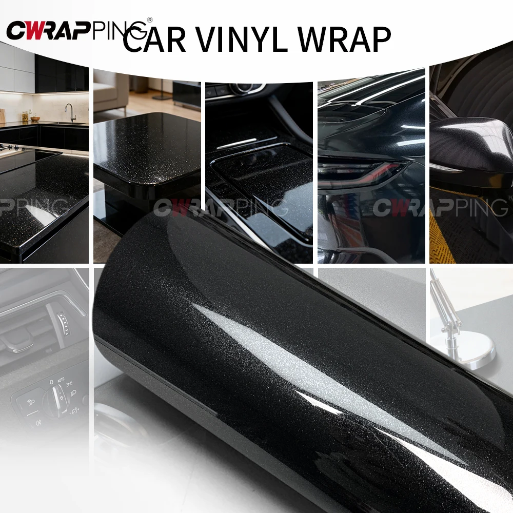 Car Sticker Vinyl Wrap Pearl Black Waterproof Glossy Automotive Vinyl for Motorcycle Helmets PET Car Film Covering Self-adhesive thumbnail 2