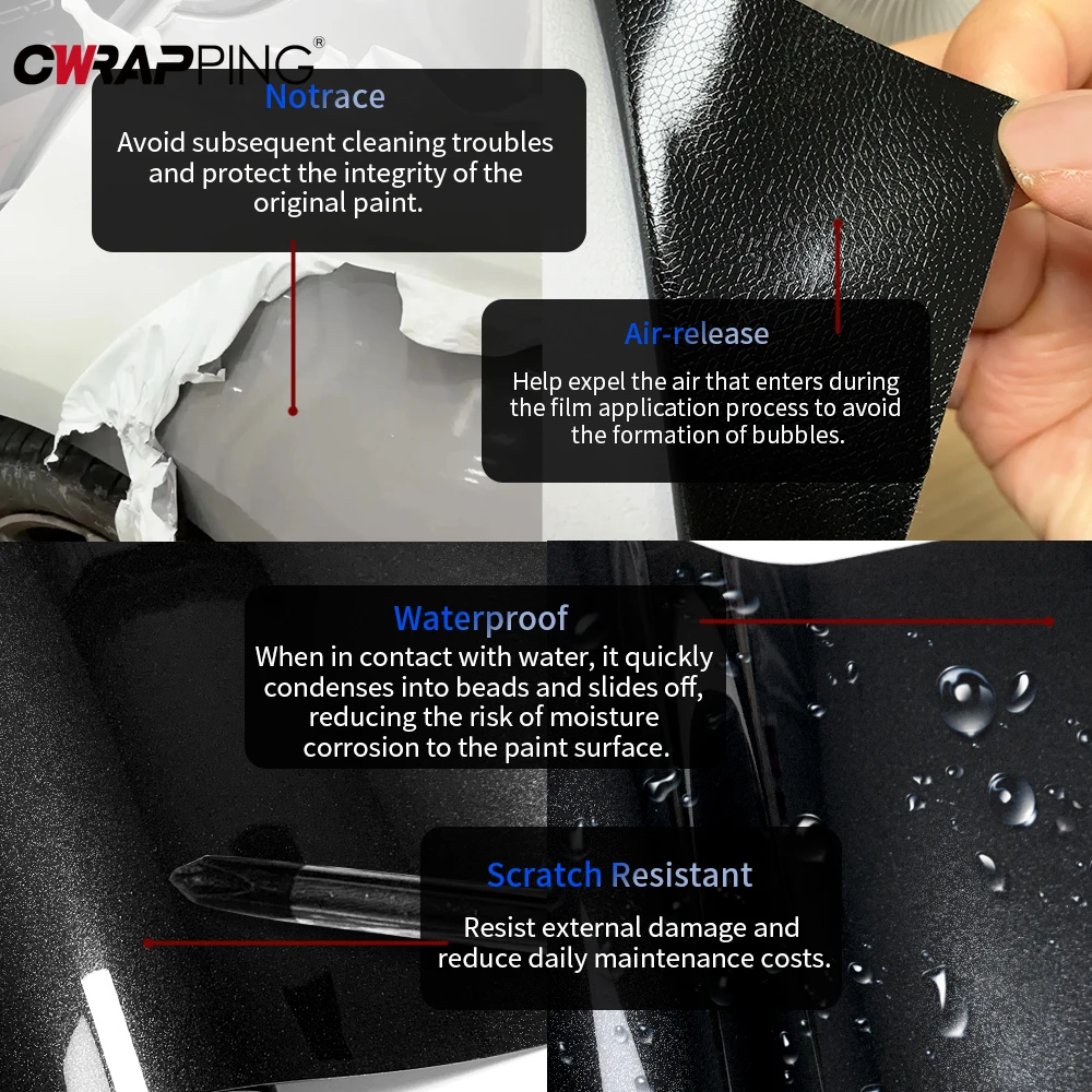 Car Sticker Vinyl Wrap Pearl Black Waterproof Glossy Automotive Vinyl for Motorcycle Helmets PET Car Film Covering Self-adhesive thumbnail 4