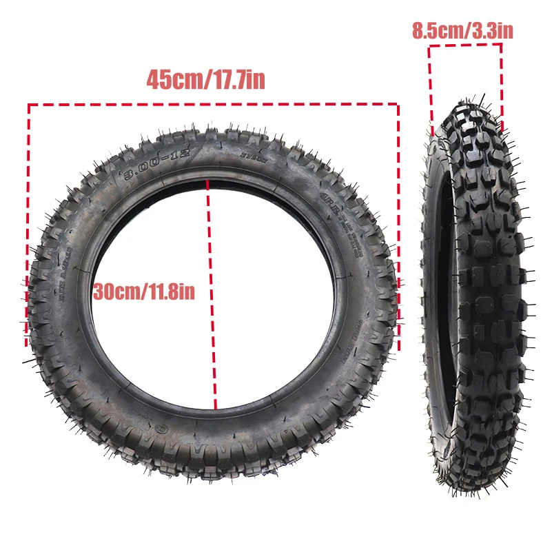 High quality 3.00-12  Tire inch Tyre & tube 12 inch tire for Trail Off Road Dirt Bike Motocross Motorcycle thumbnail 3