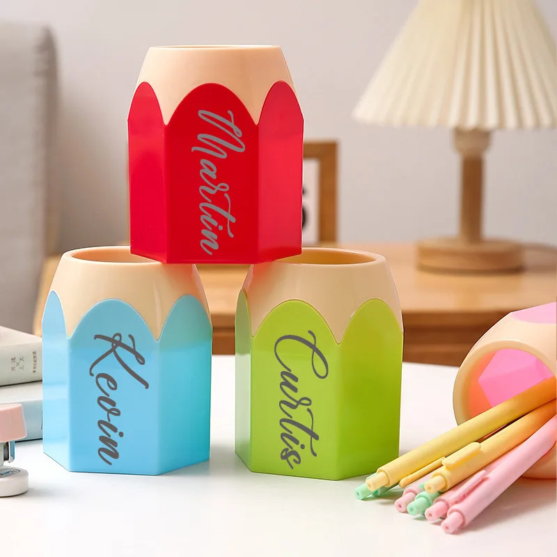 Customized Colorful Pen Holder Creative Multifunctional Round Desktop Storage Organizer for Students thumbnail 4