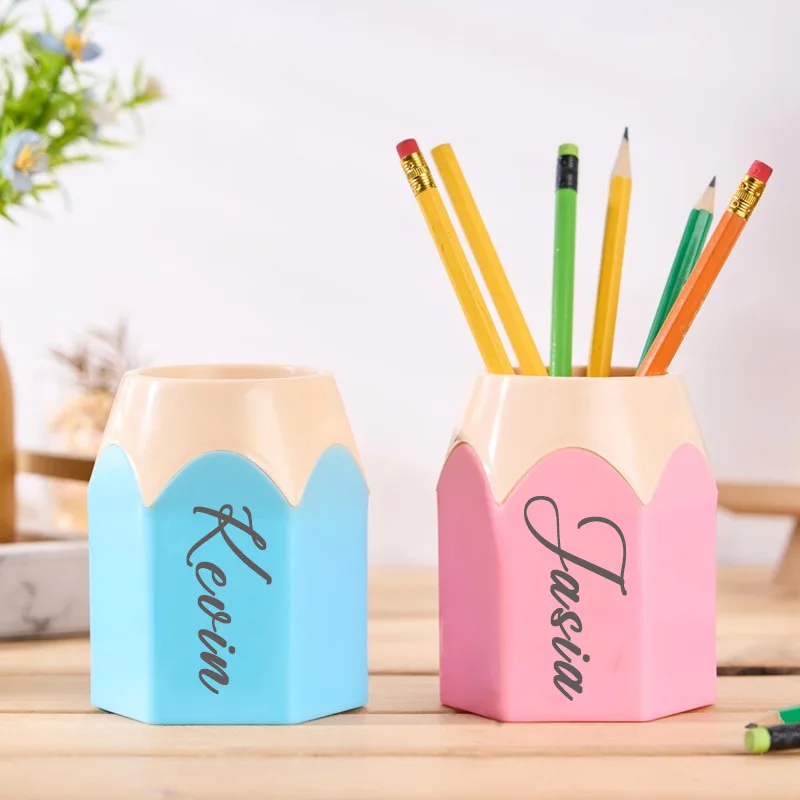 Customized Colorful Pen Holder Creative Multifunctional Round Desktop Storage Organizer for Students thumbnail 5