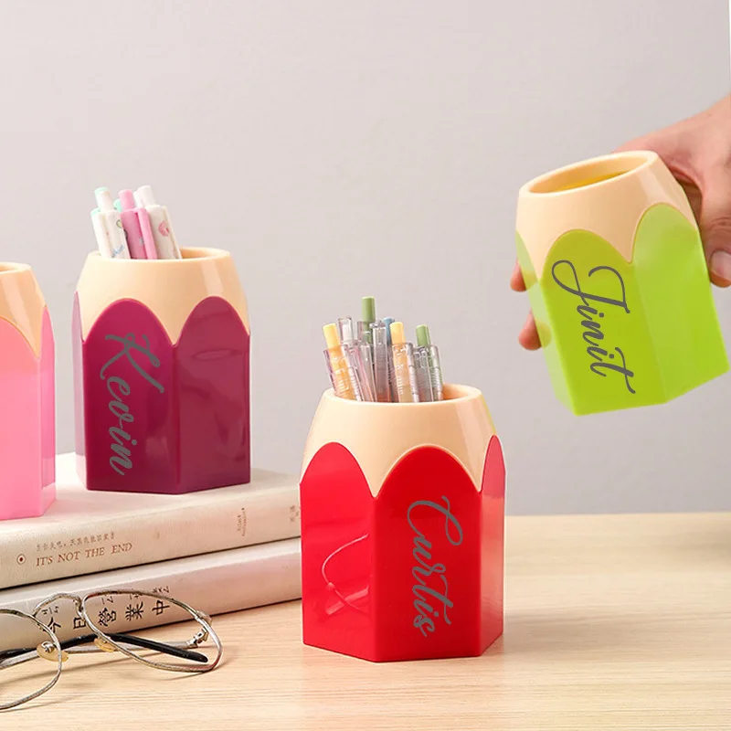Customized Colorful Pen Holder Creative Multifunctional Round Desktop Storage Organizer for Students thumbnail 2