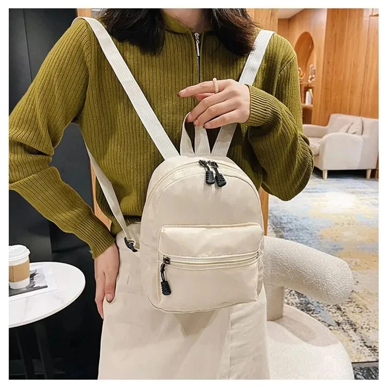 Mini Women's Backpack Trends: Nylon Women's Bags, Small Schoolbags, and White Canvas Backpacks Are Fashionable and Casual Pick thumbnail 6