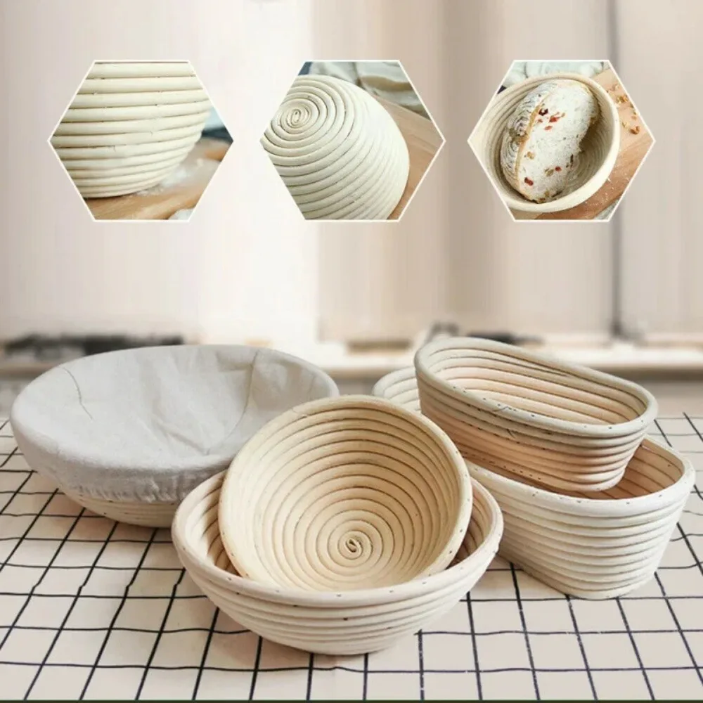 1/3 PCS Handwoven Rattan Dough Proofing Basket for Bread Fermentation Baking Pastry Making for Home Kitchen Bake Accessories thumbnail 6