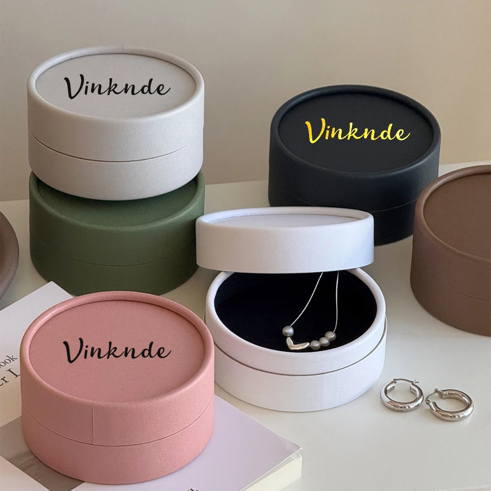 10Pcs Cardboard Jewelry Packaging Gift Box Round Jewellery Boxes for Necklaces Rings Earrings Studs Brooch Coin Custom Logo Name thumbnail 2