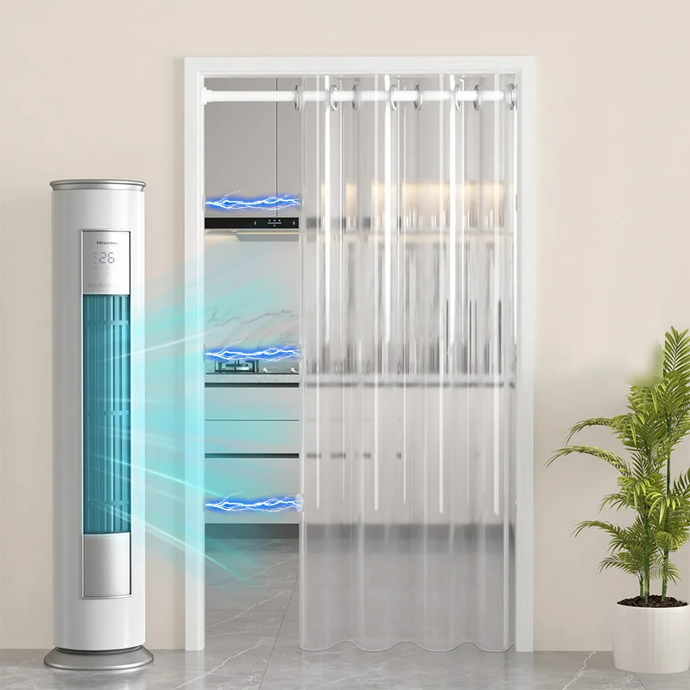 Clear PVC Door Curtain Large-Ring No-Punching Transparent Waterproof Washable Home Room Divider Partition