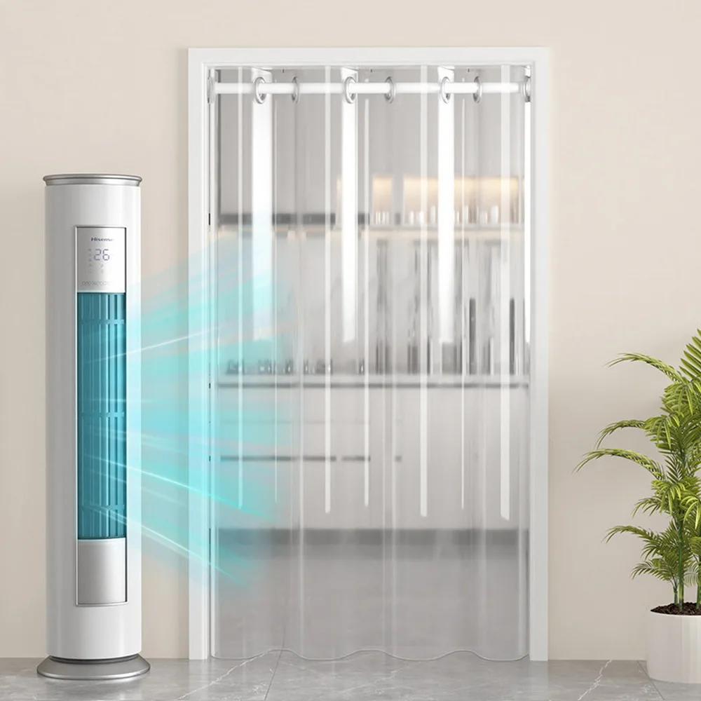 Clear PVC Door Curtain Large-Ring No-Punching Transparent Waterproof Washable Home Room Divider Partition thumbnail 6