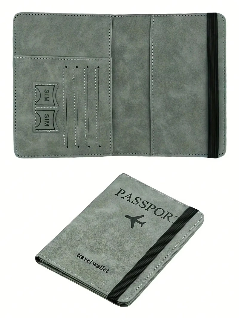 Men PU Leather Wallet Travel Passport Purse Card Male Travel Accessories Hand Carry Passport Business Cards Holder Wallet thumbnail 5