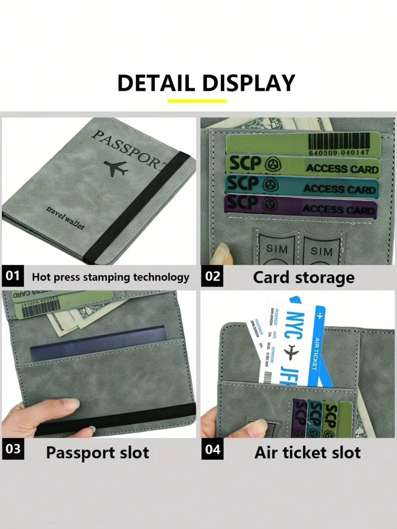 Men PU Leather Wallet Travel Passport Purse Card Male Travel Accessories Hand Carry Passport Business Cards Holder Wallet thumbnail 3