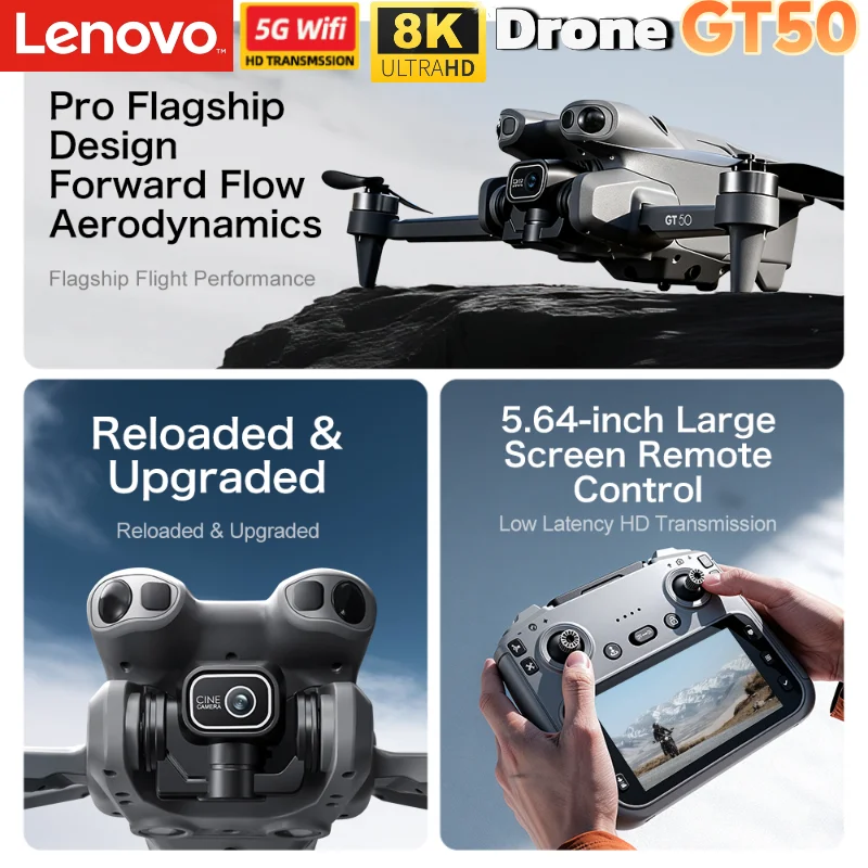 Lenovo Mini RC Drone 8K HD Dual Camera FPV WiFi Quadcopter M6 GT8 GT50 GT5 Obstacle Avoidance Toy Drone thumbnail 3