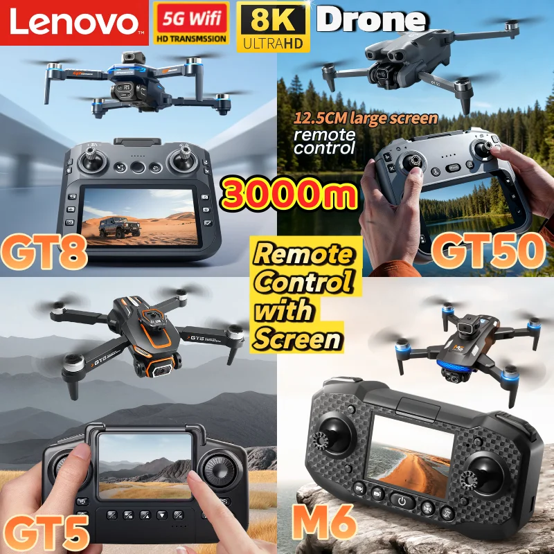 Lenovo Mini RC Drone 8K HD Dual Camera FPV WiFi Quadcopter M6 GT8 GT50 GT5 Obstacle Avoidance Toy Drone thumbnail 2