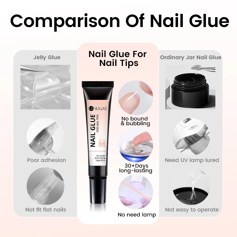 UR SUGAR 1/2pcs 10g Nail Glue Remover For Nail Tips No Need Lamp Cured Long Lasting Soak Off Adhesion Gel False Nails Need thumbnail 4