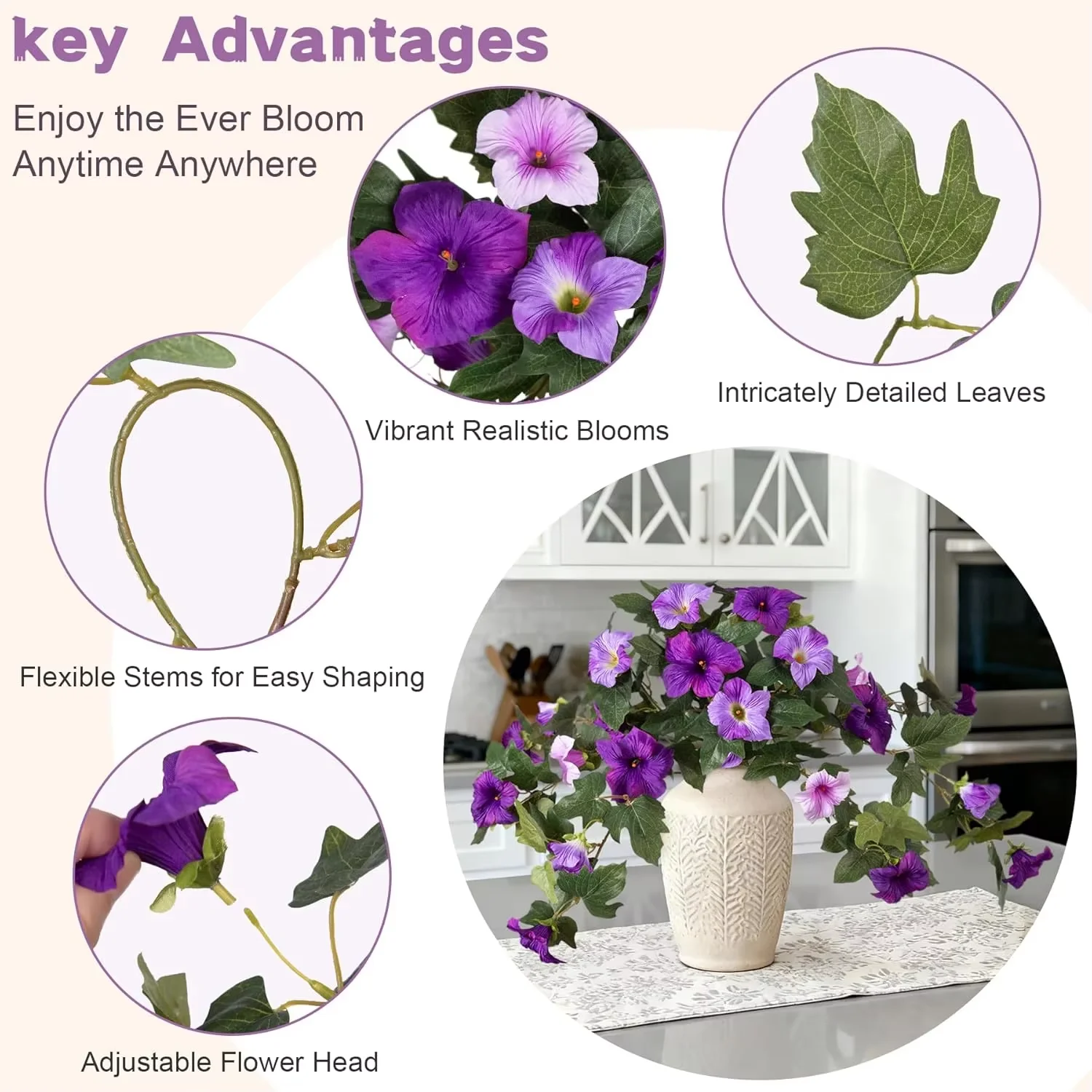 Artificial Petunia Flowers Resistant Fake Silk Wall Hanging Flower for Home Garden Outdoor Planters Wedding Party Decoration thumbnail 5