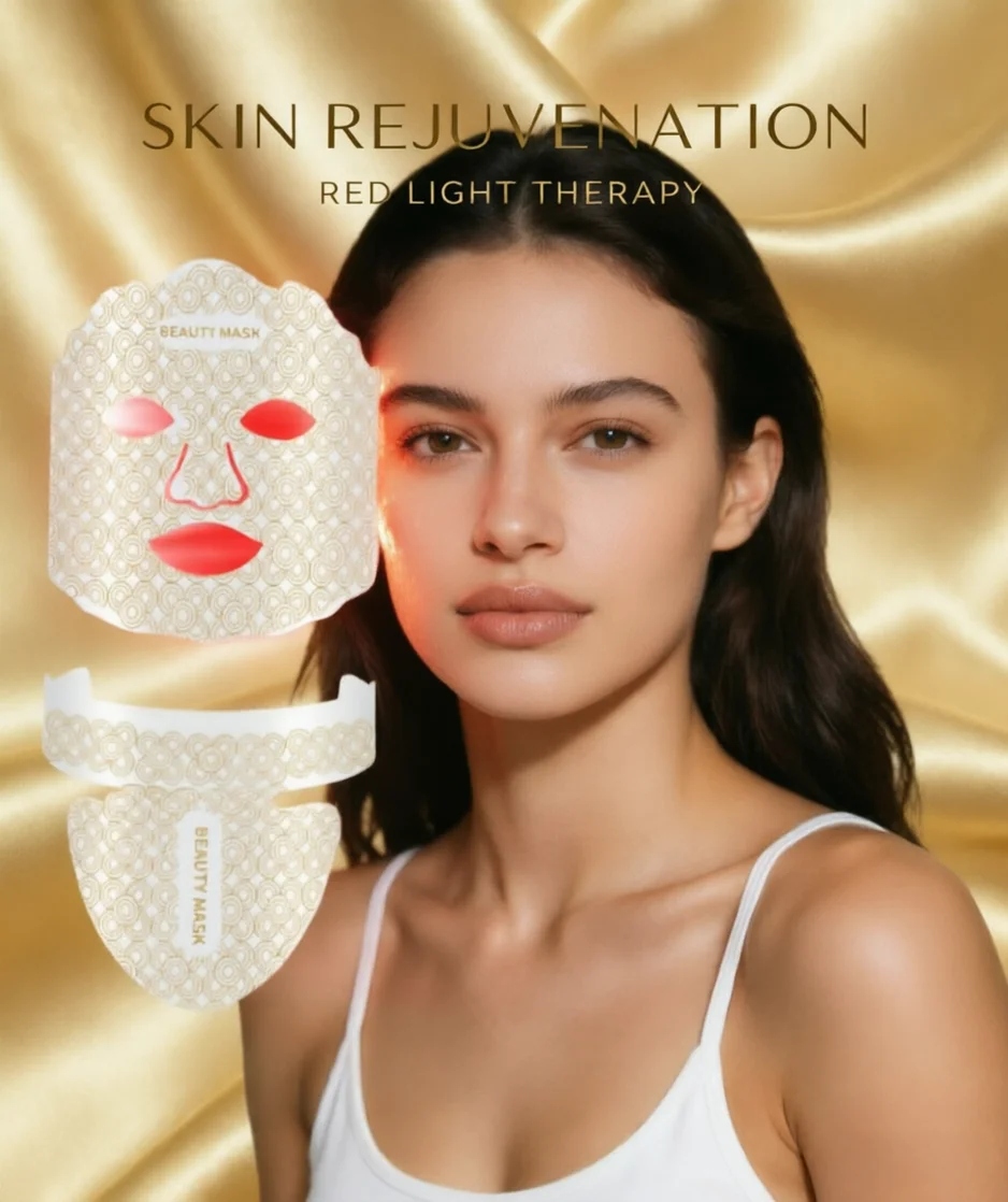Yarrasonic Red Light Therapy for Face Led Mask Brighten Skin Home Face Mask Photon Beauty Mask 7 colors Led Neck Mask Silicone