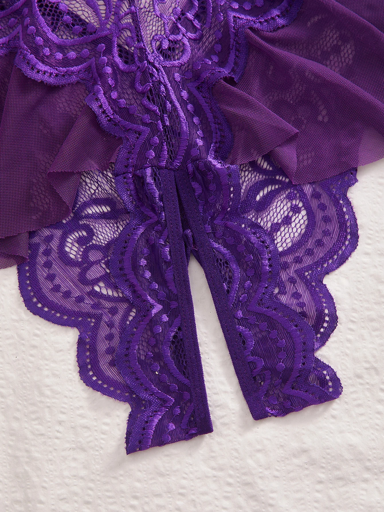 Sexy Lingerie Women Porno Pajamas Plus Size Babydoll Erotic Sheer Crotchless Nightdress Purple Temptation Lenceria Night Dress thumbnail 6