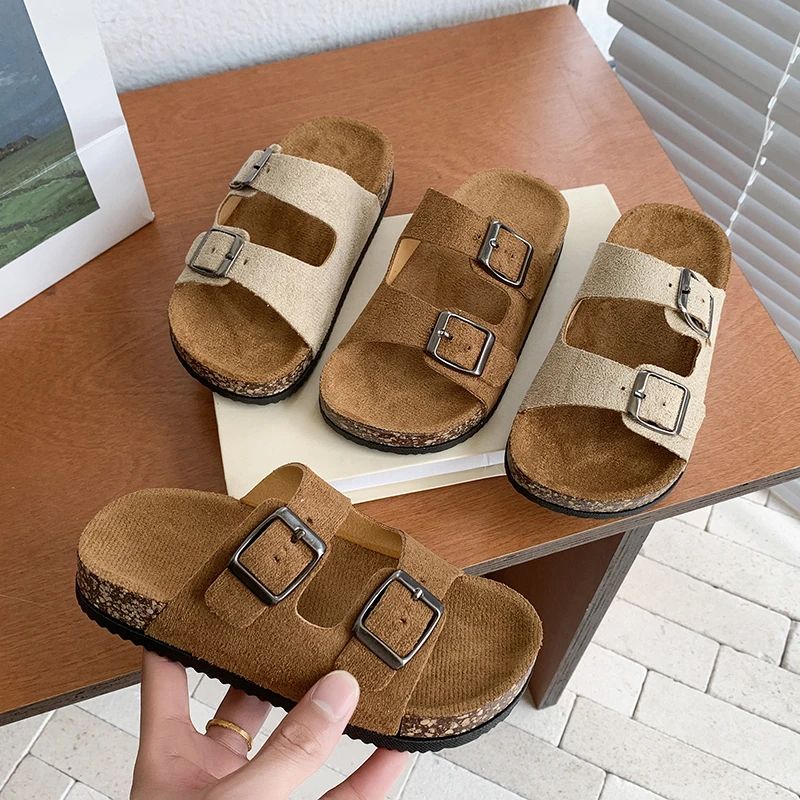 New Summer Kids Beach Cork Slippers for Girls Boys Children Outdoor Casual Non-slip Flat with Slide Shoe Boys Girls Sandals