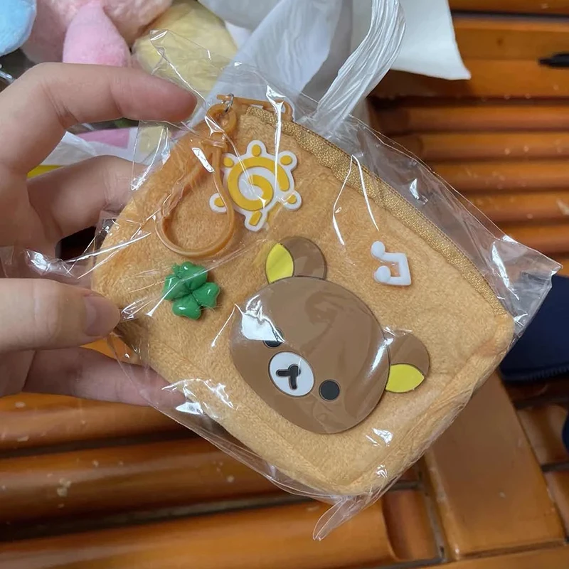 Japanese Cartoon Rilakkuma Plush Coin Wallet Cute Bag Pendant Headphone Storage Bag Mini Couple Zipper Coin Wallet Keychain Gift thumbnail 3
