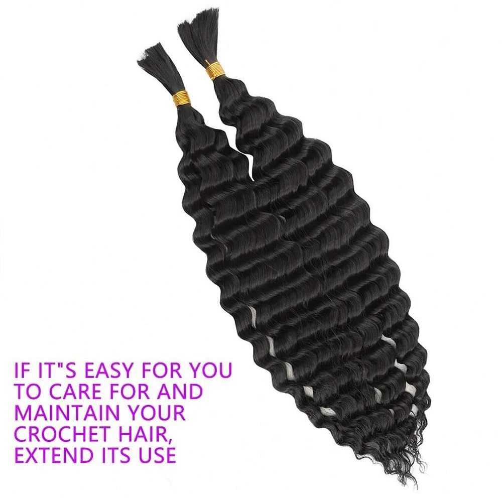 Synthetic 18" Deep Wave Bulk hair For Braiding 160g No Weft Deep Wave For Braiding Micro Faux Braiding Hair for Boho Braids Wet thumbnail 3