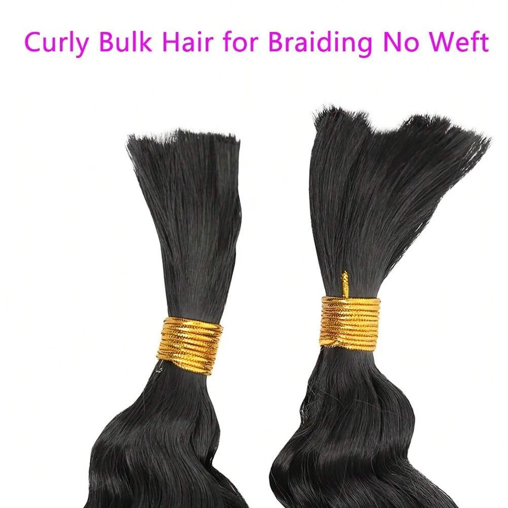 Synthetic 18" Deep Wave Bulk hair For Braiding 160g No Weft Deep Wave For Braiding Micro Faux Braiding Hair for Boho Braids Wet thumbnail 4