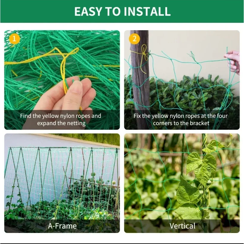 Plant Trellis Pergolas, Heavy-Duty Polyester Grow Net, Garden Trellis Netting With Square Mesh For Climbing Plants, Vegetables, thumbnail 4