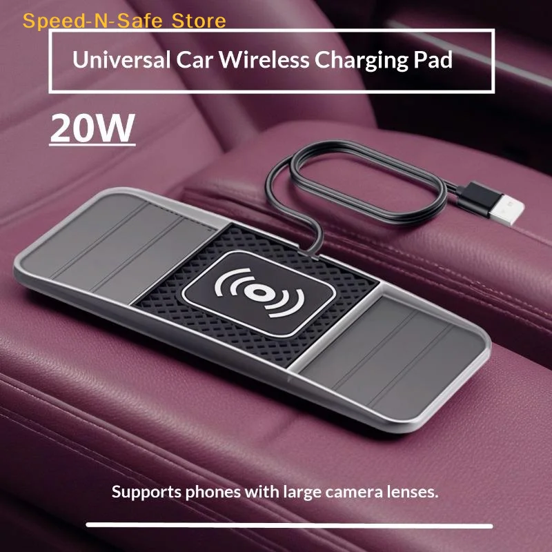 Car Wireless Charger 20W Fast Charging NonSlip Pad for Mobile Phone Dashboard Modification Decor thumbnail 3