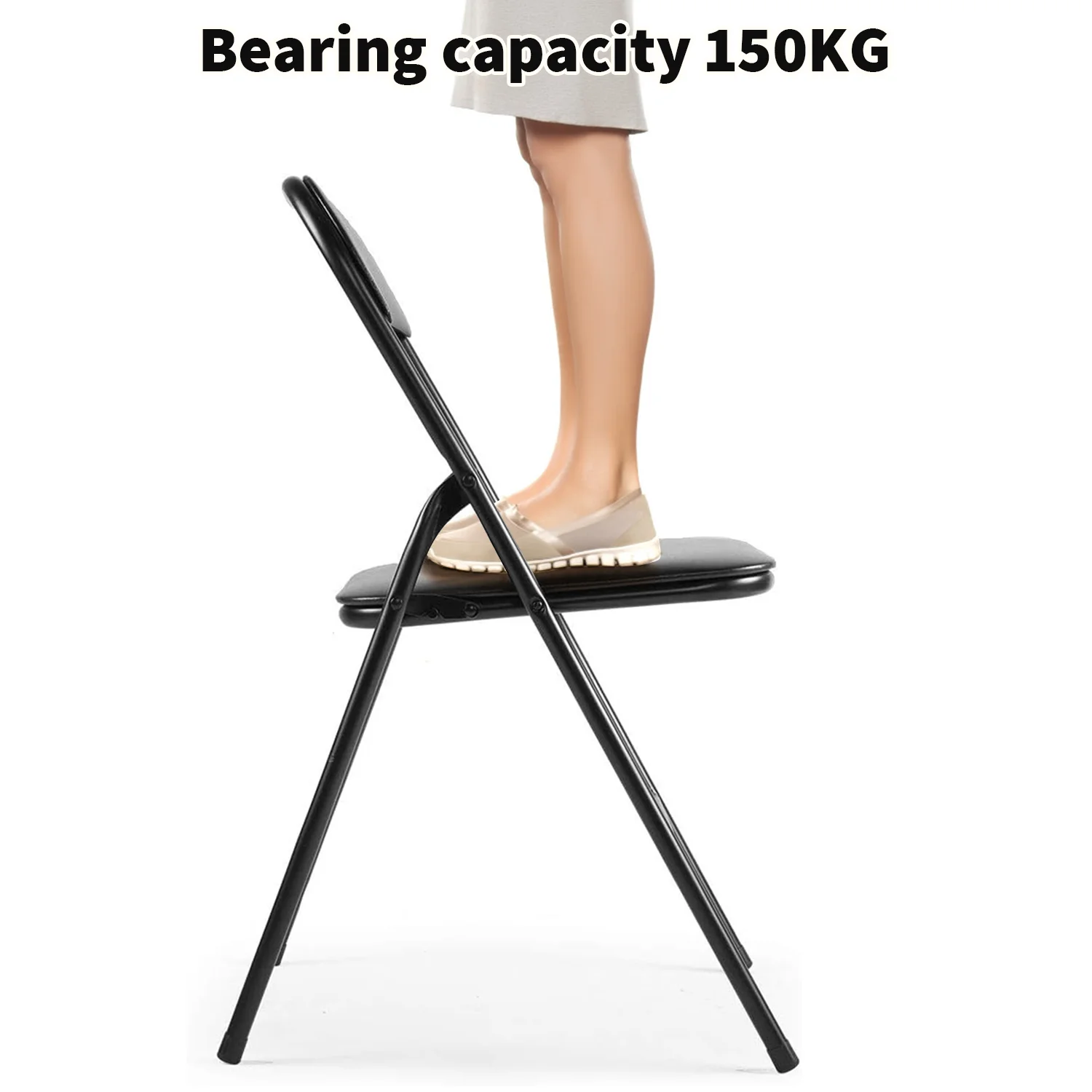 1pc/2pc Folding chair Portable Home Office Chair Black Foldable for Camping & Outdoor Seating Space-Saving Beach Chairs thumbnail 5