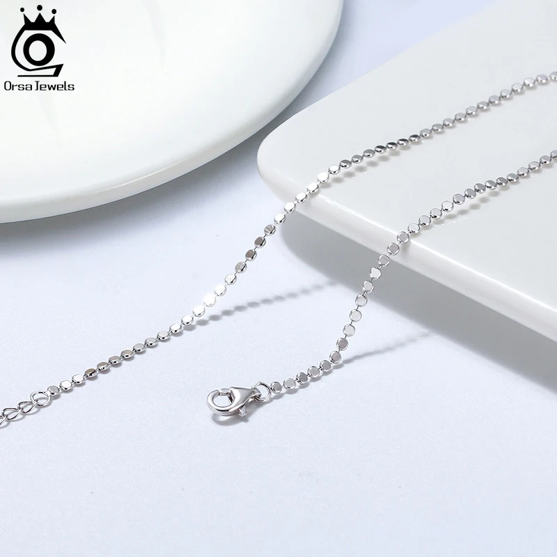 ORSA JEWELS Genuine 925 Sterling Silver 1.7MM Flat Beaded Link Chain Anklet Minimalist Summer Fashion Foot Bracelet Jewelry SA13 thumbnail 4