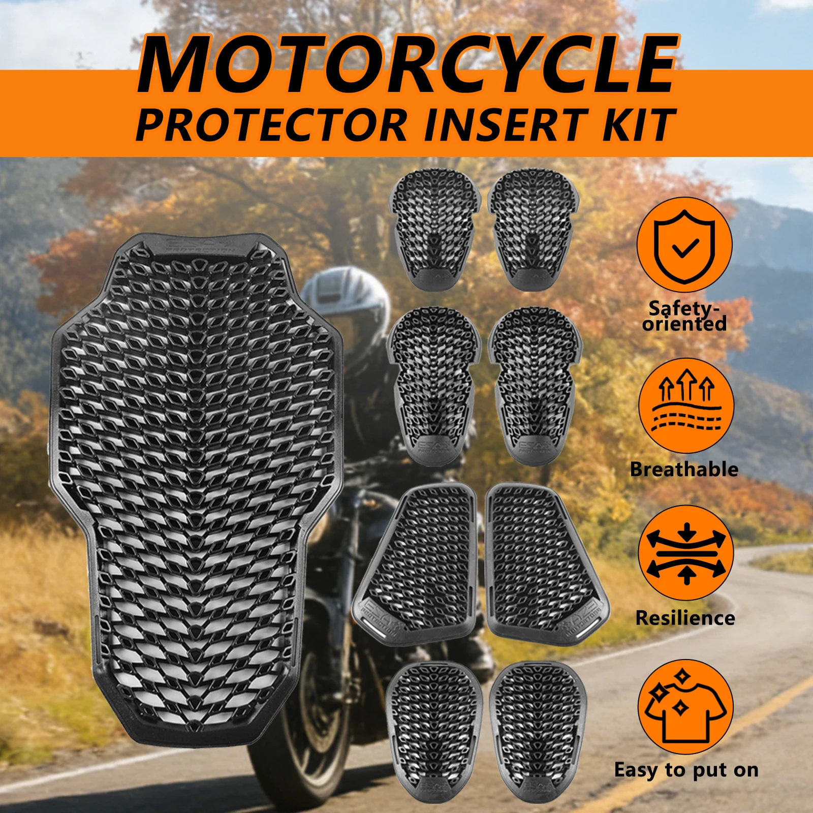Motorcycle Protector Armor Anti-Shock Back Pad CE Level 2 Riding Shoulder Elbow Knee Pads Built-in Guard Gear for Riding Safety thumbnail 2