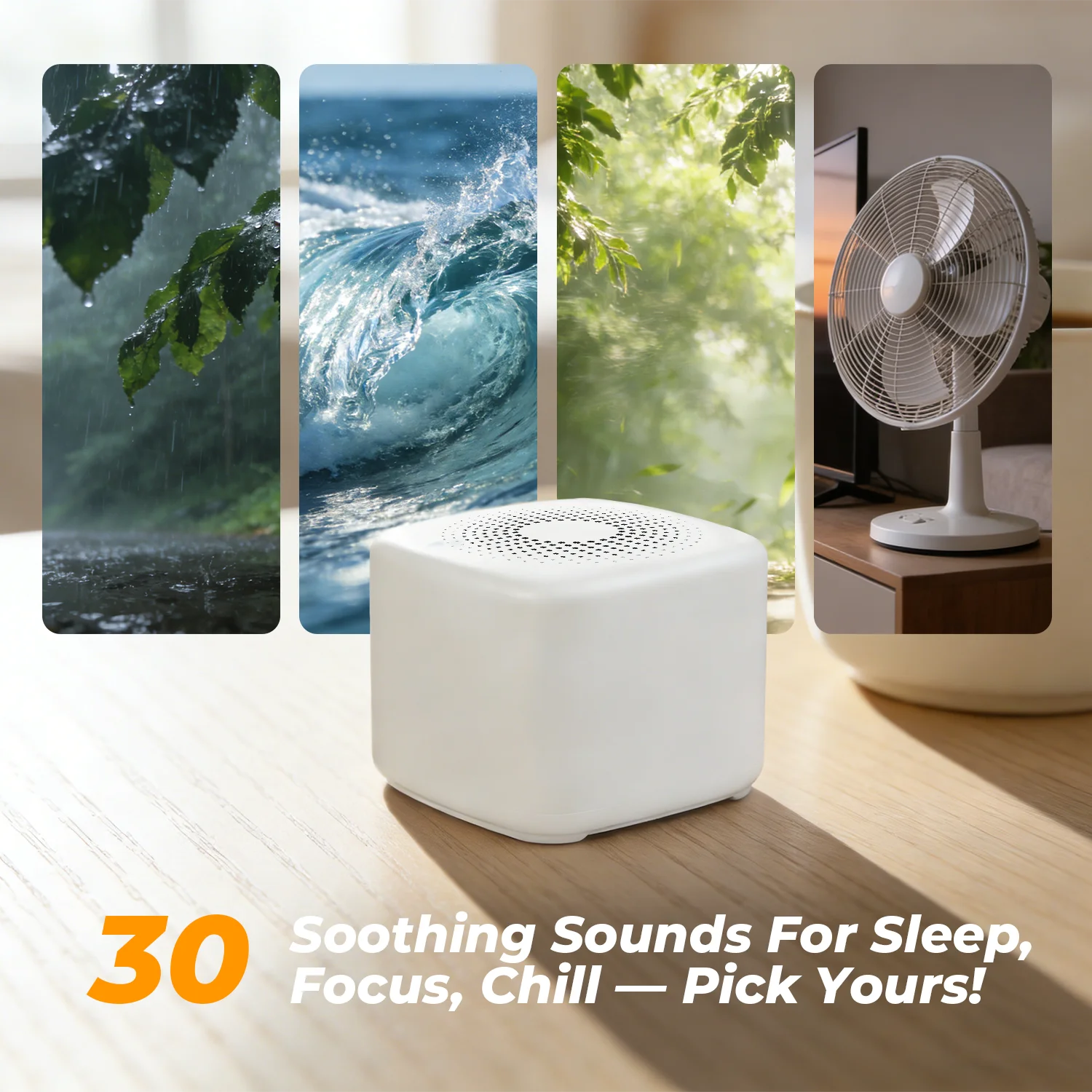 Mini White Noise Machine Baby Sleep Aids Soothers Rechargeable Night Light Travel 30 Sounds Smart Cry Sensor Timer Newborn Gift thumbnail 2