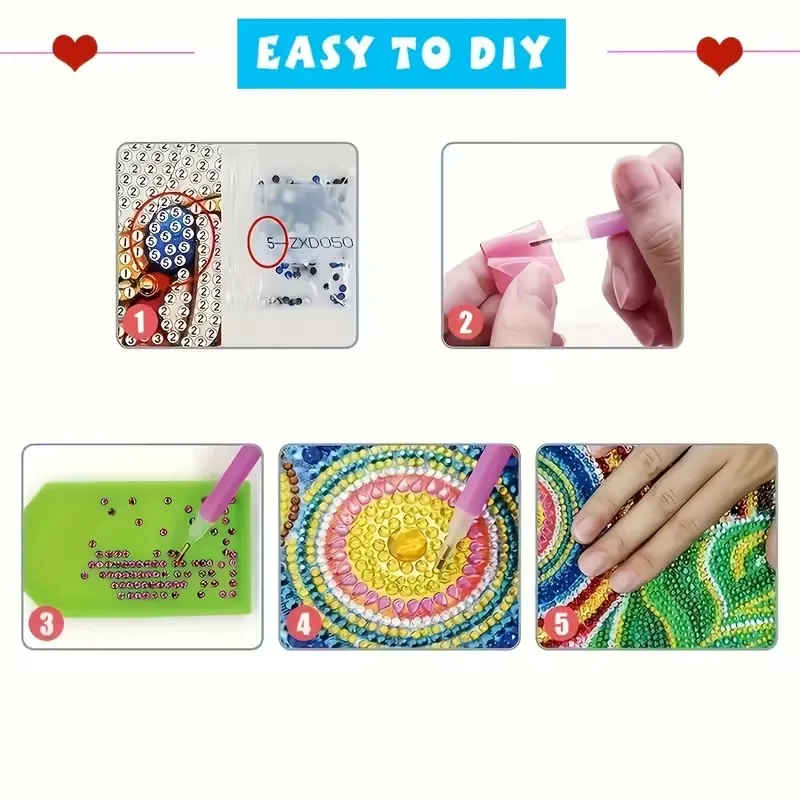 6-piece/set DIY Diamond Painting Kit Birthday Card Kit, unique animal and dog pattern design, rhinestone diamond painting art mo thumbnail 4