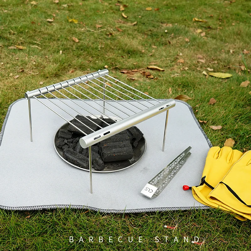 Camping Wood Stove Folding Bbq Grill Rack Outdoor Firewood Stove Portable Camping Stove Rack For Backpacking Picnic thumbnail 3