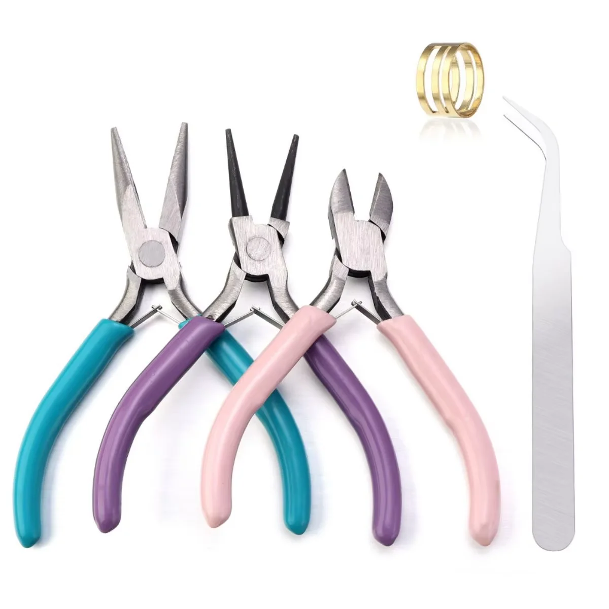 6PCS Professional Jewelry Pliers Kit Needle Nose/Round/Flush Cutter PlierswithTweezersDIYJewelry Making Tools for Craft & Repair thumbnail 3