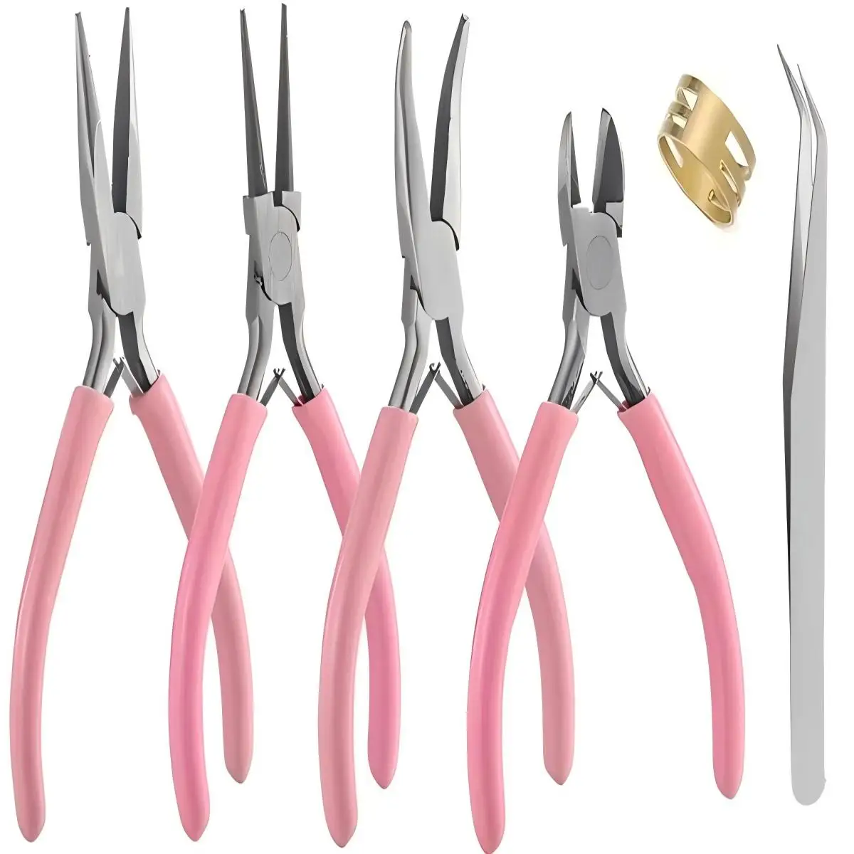 6PCS Professional Jewelry Pliers Kit Needle Nose/Round/Flush Cutter PlierswithTweezersDIYJewelry Making Tools for Craft & Repair thumbnail 2