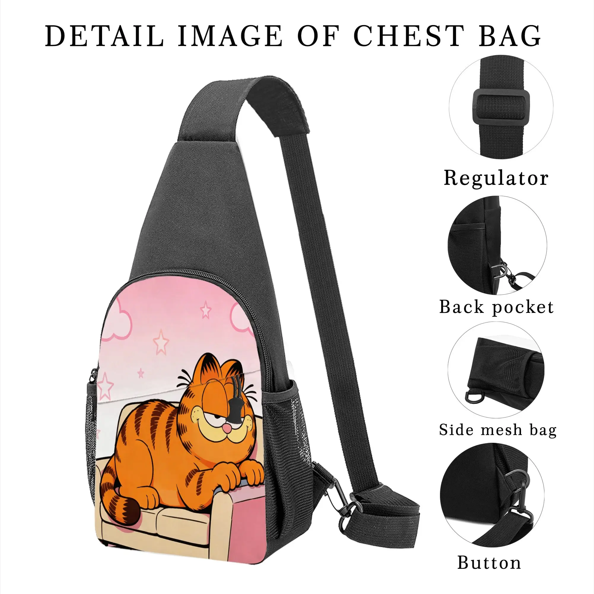 Garfield Theme Chest Bag Daily Commute Backpack Casual Travel Crossbody Bag thumbnail 3